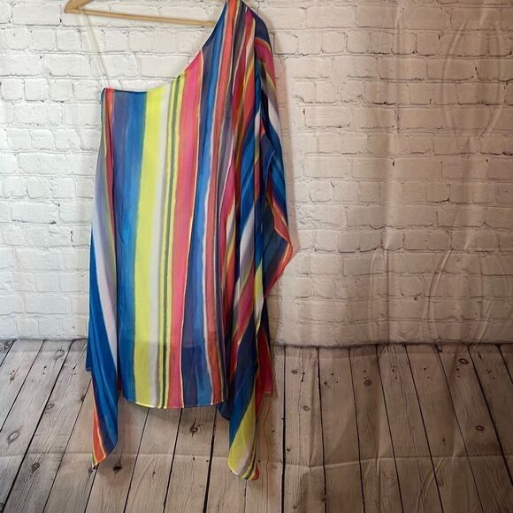 Karlie Multicolor Rainbow One Sleeve Dress size small - Picture 4 of 5